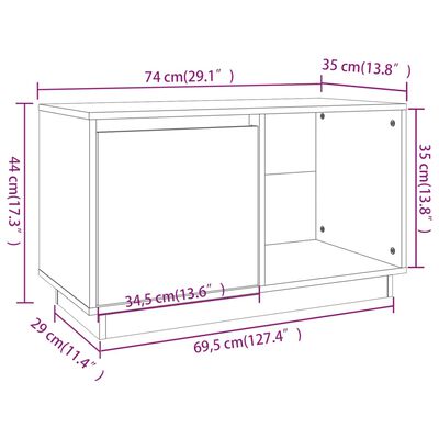 vidaXL Mobile Porta TV 74x35x44 cm in Legno Massello di Pino