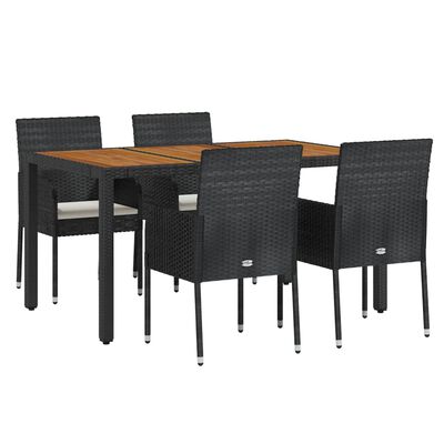 vidaXL Set da Pranzo da Giardino 5 pz Nero con Cuscini in Polyrattan