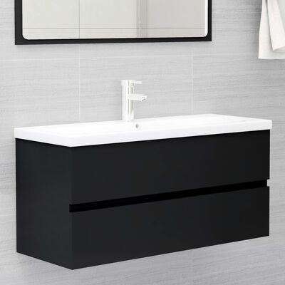 vidaXL Mobile Lavabo Nero 100x38,5x45 cm in Legno Multistrato