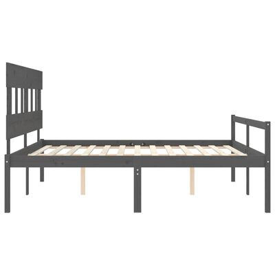 vidaXL Letto per Anziani con Testiera Grigio 200x200 cm Legno Massello