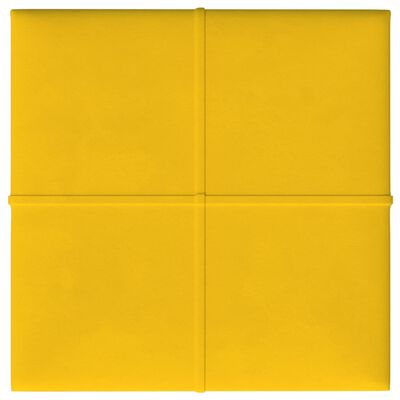 vidaXL Pannelli Murali 12 pz Gialli 30x30 cm Velluto 1,08 m²