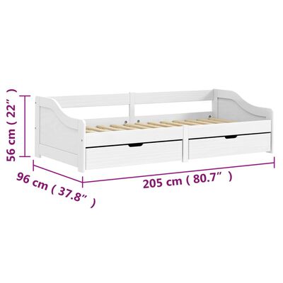 vidaXL Dormeuse 2 Cassetti Bianca 90x200 cm Legno Massello Pino IRUN