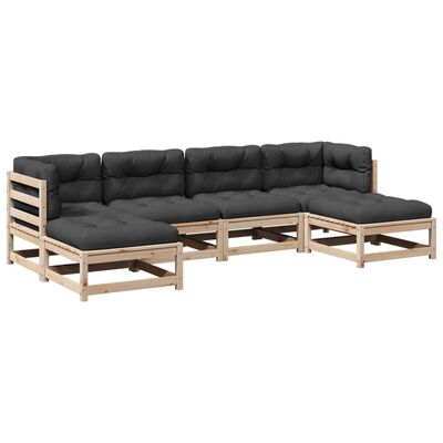 vidaXL Set Divani Giardino 6 pz con Cuscini in Legno Massello di Pino