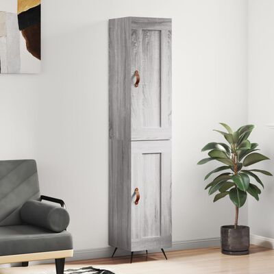 vidaXL Credenza Grigio Sonoma 34,5x34x180 cm in Legno Multistrato