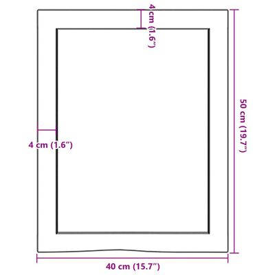 vidaXL Piano Bagno 40x50x(2-4) cm in Legno Massello Non Trattato