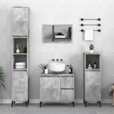 vidaXL Armadietto da Bagno Grigio Cemento 65x33x60cm Legno Multistrato