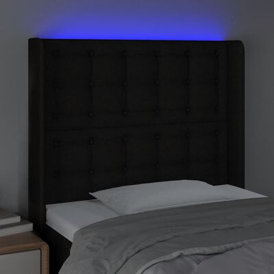 vidaXL Testiera a LED Nera 83x16x118/128 cm in Tessuto