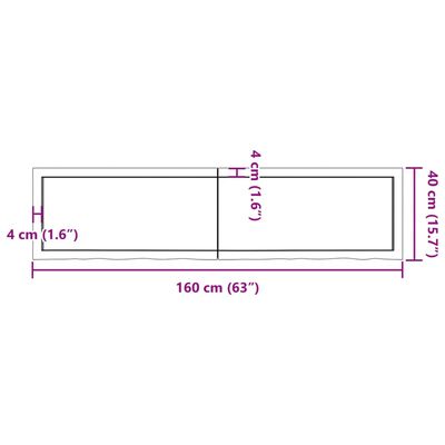 vidaXL Ripiano Marrone Scuro 160x40x(2-6) cm Massello Rovere Trattato