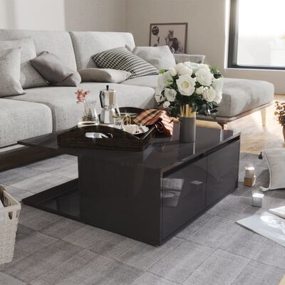 vidaXL Tavolino da Salotto Grigio Lucido 80x80x31 cm Legno Multistrato