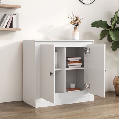 vidaXL Credenza Bianco Lucido 70x35,5x67,5 cm in Legno Multistrato