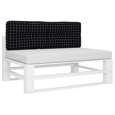 vidaXL Cuscino per Pallet Motivo a Quadri Nero 120x40x12 cm Tessuto