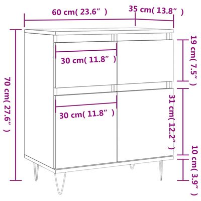 vidaXL Credenza Grigio Cemento 60x35x70 cm in Legno Multistrato