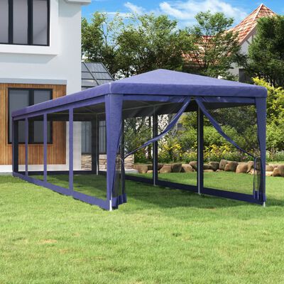 vidaXL Tenda per Feste con 10 Pareti Laterali in Rete Blu 3x12 m HDPE