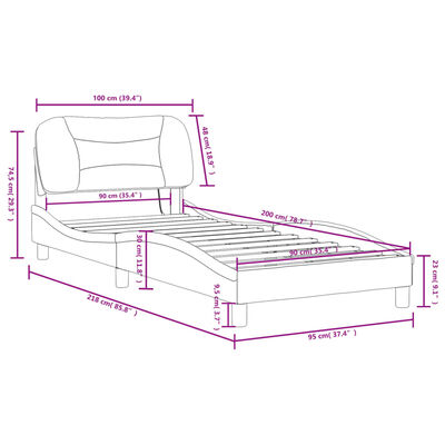 vidaXL Giroletto con Luci LED Bianco 90x200 cm in Similpelle