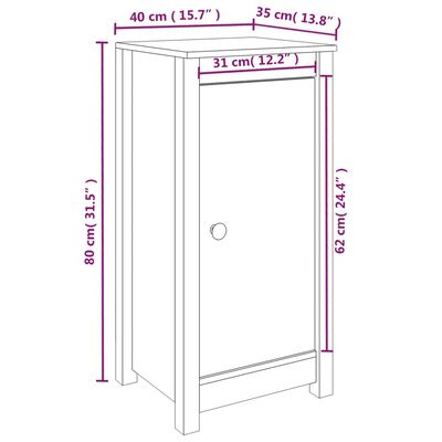 vidaXL Credenza ambra 39x35x80 cm in Legno Massello di Pino