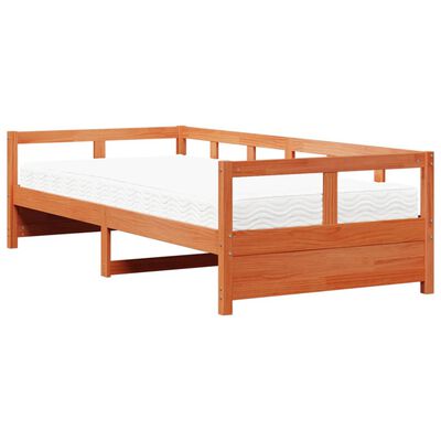 vidaXL Dormeuse con Materasso Marrone 90x190 cm Legno Massello di Pino