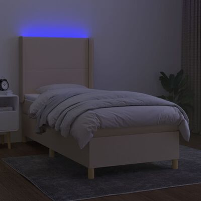 vidaXL Letto a Molle con Materasso e LED Crema 80x200 cm in Tessuto