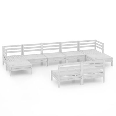 vidaXL Set Salotto da Giardino 9 pz in Legno Massello di Pino Bianco