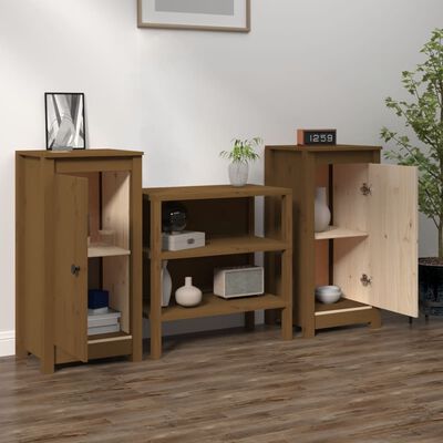 vidaXL Credenze 2 pz Ambra 39x35x80 cm in Legno Massello di Pino