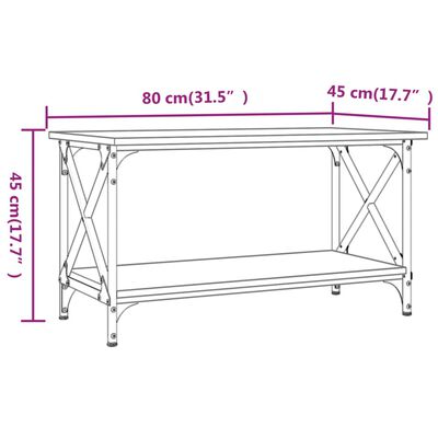 vidaXL Tavolino da Salotto Nero 80x45x45 cm Legno Multistrato e Ferro