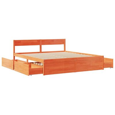 vidaXL Letto senza Materasso Marrone Cera 200x200 cm in Legno di Pino