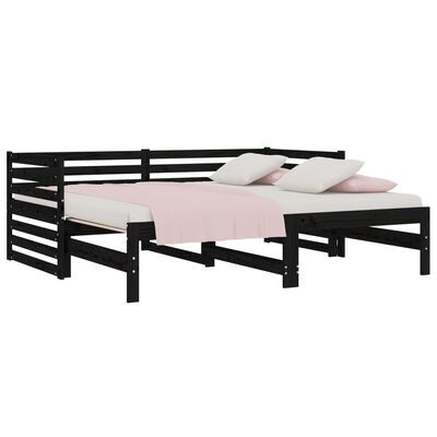 vidaXL Dormeuse Estraibile Nera 2x(80x200) cm Legno Massello di Pino