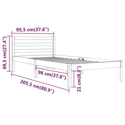 vidaXL Giroletto in Legno Massello di Pino 90x200 cm Ambra