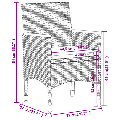 vidaXL Set da Pranzo per Giardino 3 pz in Polyrattan Grigio