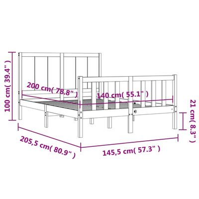 vidaXL Giroletto senza Materasso Bianco 140x200 cm Legno Massello Pino