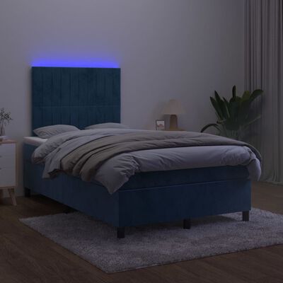 vidaXL Letto a Molle con Materasso e LED Blu Scuro 120x200cm