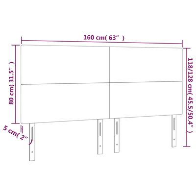 vidaXL Testiera a LED Grigio 160x5x118/128cm in Similpelle