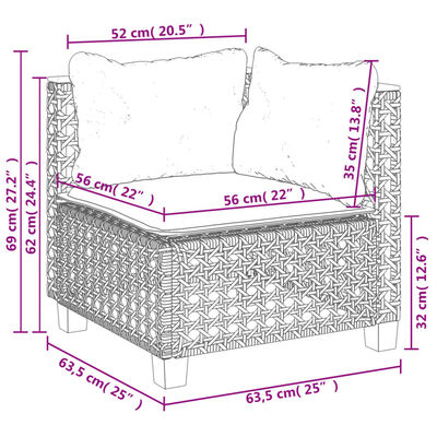 vidaXL Set Divano da Giardino 6 pz con Cuscini Nero in Polyrattan