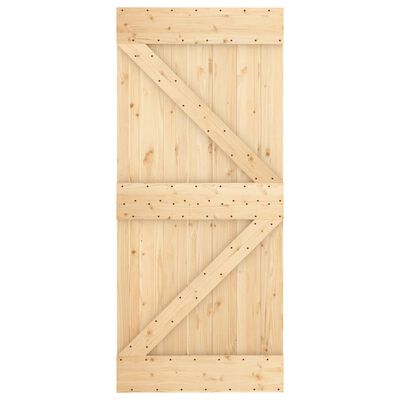 vidaXL Porta Scorrevole con Set Hardware 90x210 cm Legno Massello Pino