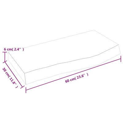 vidaXL Piano Bagno 60x30x(2-6) cm in Legno Massello Non Trattato