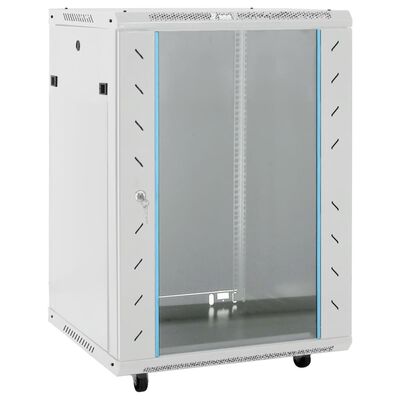 vidaXL Armadietto di Rete 15U con Ruote Girevole 19" IP20 53x40x80 cm