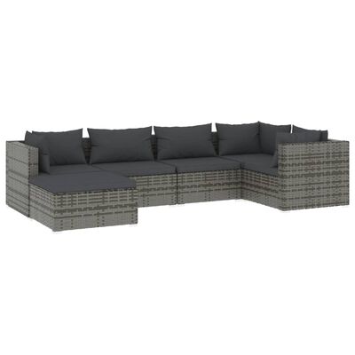 vidaXL Set Divani da Giardino 6 pz con Cuscini in Polyrattan Grigio