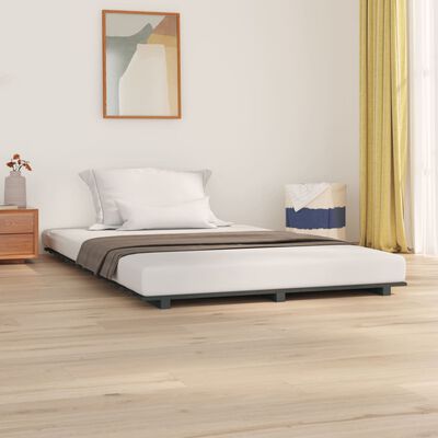 vidaXL Giroletto Grigio 135x190 cm Legno Massello di Pino