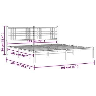 vidaXL Giroletto con Testiera in Metallo Nero 193x203 cm