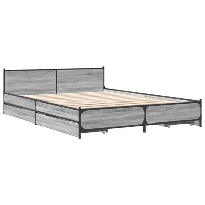 vidaXL Giroletto Cassetti Grigio Sonoma 160x200 cm Legno Multistrato