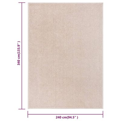 vidaXL Tappeto a Pelo Corto 240x340 cm Beige Scuro