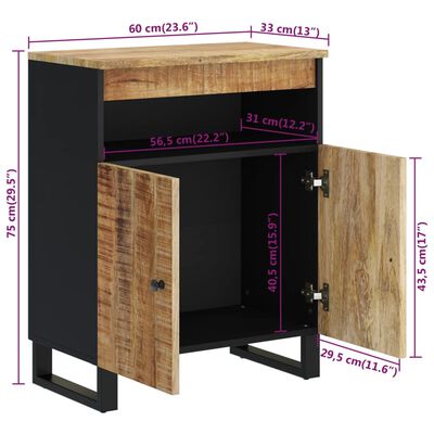 vidaXL Credenza con 2 Ante 60x33x75 cm in Legno Massello di Mango