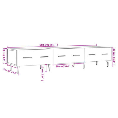 vidaXL Mobile Porta TV Bianco 150x36x30 cm in Legno Multistrato