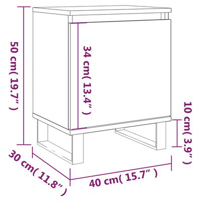 vidaXL Comodino Grigio Sonoma 40x30x50 cm in Legno Multistrato