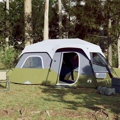 vidaXL Tenda Famiglia con LED 9 Persone Verde Chiaro Rilascio Rapido