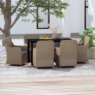 vidaXL Set da Pranzo da Giardino 7 pz con Cuscini Marrone