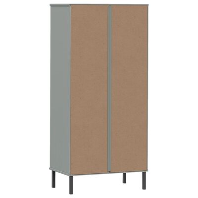 vidaXL Libreria 2 Cassetti Grigio 60x35x128,5 cm Legno Massello OSLO