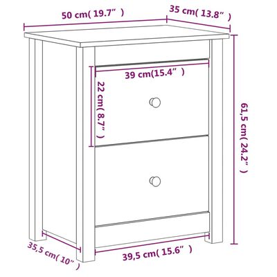 vidaXL Comodini 2 pz Ambra 50x35x61,5 cm in Legno Massello di Pino