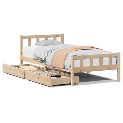 vidaXL Letto senza Materasso 75x190 cm in Legno Massello Pino