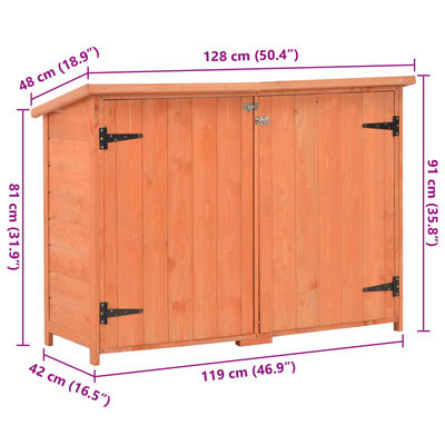 vidaXL Capanno per Attrezzi in Legno 128x42x91 cm