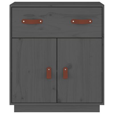 vidaXL Credenza Grigia 65,5x40x75 cm in Legno Massello di Pino